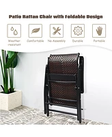 Sugift 2 Pieces Patio Rattan Folding Reclining Chair