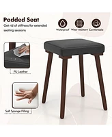 Sugift 5 Piece Dining Table Set for 4 with 4 Upholstered Stools and Rubber Wood Legs