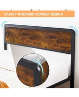 gaomon Full Size Platform Bed Frame with Storage Drawer, Wooden Headboard, Metal and Mdf Construction, Easy Assembly