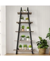 gaomon 5 Tier Ladder Bookshelf, Narrow Open Book Shelf, Tall Standing Bookcase with Steel Frame