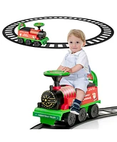 Hongge 6V Electric Kids' Ride-On Train with 16-Piece Track Set
