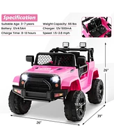 Hongge 12V Kids Ride On Truck with Remote Control and Headlights-Pink
