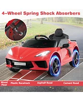 Hongge 12V Electric Kids Ride On Car Licensed Chevrolet Corvette C8 with Remote Control Ages 3+ Years Old-Red