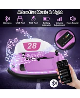 Hongge 12V 360° Ride on Bumper Car for Toddlers with Remote Control-Pink