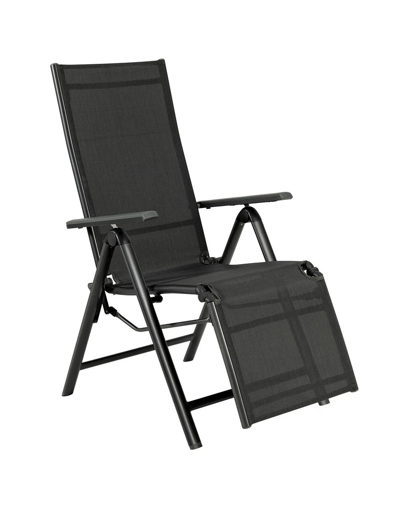 Inolait Outdoor Folding Lounge Chair with 7 Adjustable Backrest and Footrest Positions