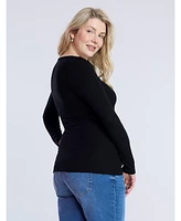 Women's Square Neck Rib Knit Long Sleeve Maternity Tee - Motherhood