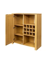 Slickblue Stylish Rattan Storage Cabinet with 2 Adjustable Shelves – Versatile Sideboard Buffet