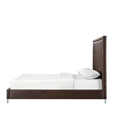 Inspired Home Samuele Pu Leather Nailhead Trim Platform Bed King Size