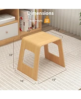 Sugift 4-Pack Stackable Bamboo Stool with Anti-skid Foot Pads