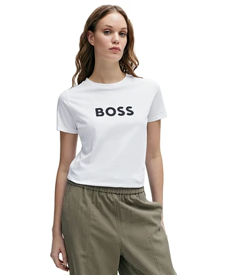 Boss by Hugo Women's Contrast Logo Regular-Fit T-Shirt