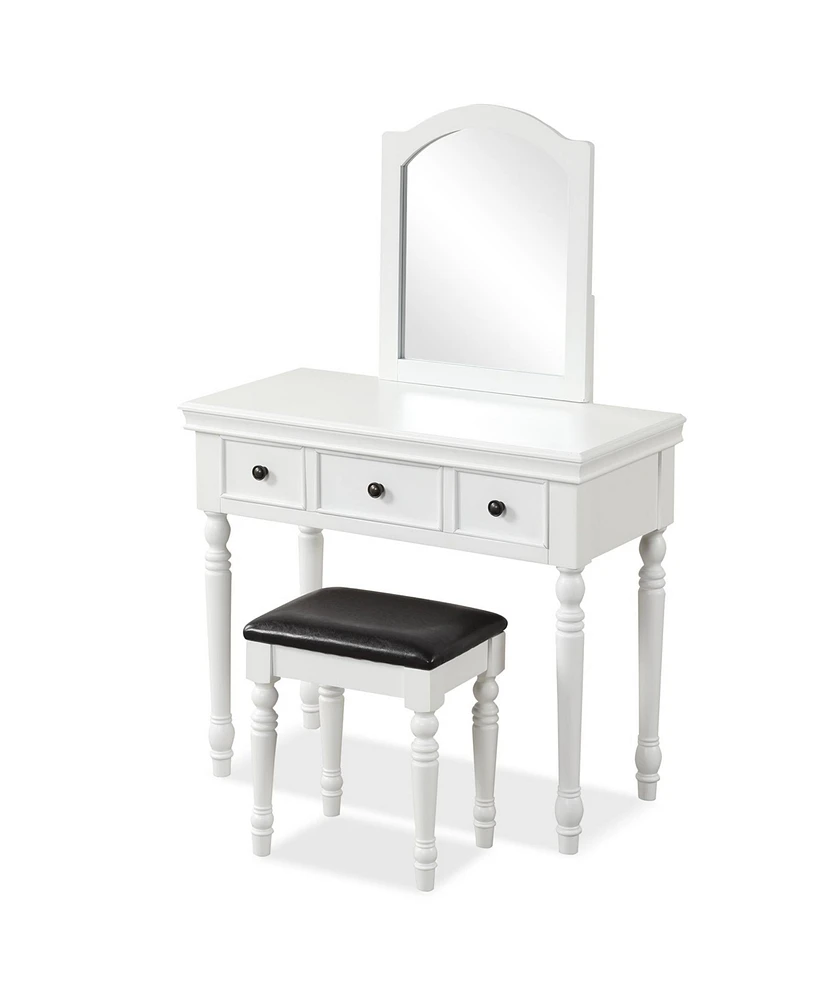 Sugift Makeup Vanity Table and Stool Set with Detachable Mirror and 3 Drawers Storage