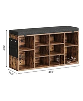 gaomon 41 Inches Shoe Bench with Cushion, Shoe Rack Bench, Ten Cubbies Storage Entryway Bench with Adjustable Shelves