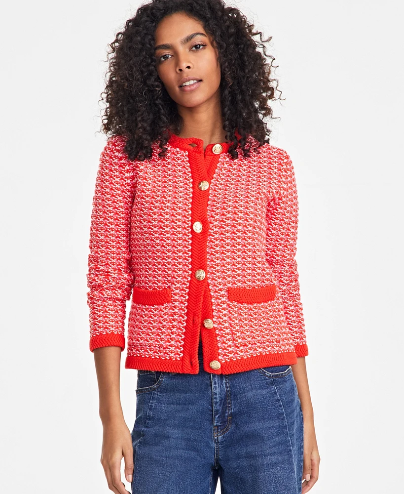 On 34th Women's Patterned Jacquard Cardigan, Exclusively at Macy's