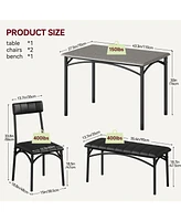 gaomon Dining Table Set for 4, Kitchen Table and Chairs for 4, Rectangular Kitchen Table Set , Dining Room Table Set,Grey