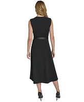 Halston Women's Scuba-Crepe Belted Midi Dress