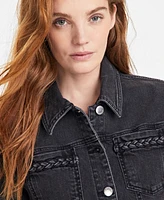 On 34th Women's Braided-Trim Trucker Denim Jacket, Exclusively at Macy's