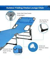 Inolait Folding Beach Lounge Chair with Pillow for Outdoor