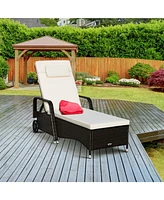 Inolait Outdoor Recliner Cushioned Chaise Lounge with Adjustable Backrest