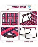 Vebreda 6 Pieces Folding Beach Chair Camping Lawn Webbing Chair