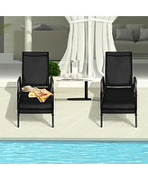 Inolait 2 Pcs Outdoor Patio Lounge Chair Chaise Fabric with Adjustable Reclining Armrest