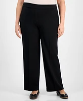 Ak Anne Klein Plus Pull-On Wide-Leg Pants