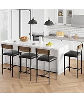 gaomon Bar stools Set of 4, 37.4" Counter Height Modern Barstool with Back,Pub Chair (Grey)