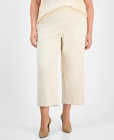 Anne Klein Plus Cropped Mid-Rise Wide-Leg Pants