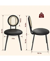 Gaomon Dining Chairs Set of 4, Rattan Kitchen Chairs with Thicken Upholstered, Modern Dining Room Chairs Set of 4,Black