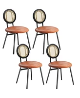 Gaomon Dining Chairs Set of 4, Rattan Kitchen Chairs with Thicken Upholstered, Modern Dining Room Chairs Set of 4,Brown