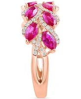 Effy Marquise-Cut Ruby (1-5/8 ct. t.w.) & Diamond (1/3 ct. t.w.) Statement Ring in 14k Rose Gold