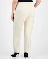 Ak Anne Klein Plus Mid-Rise Pull-On Wide-Leg Pants