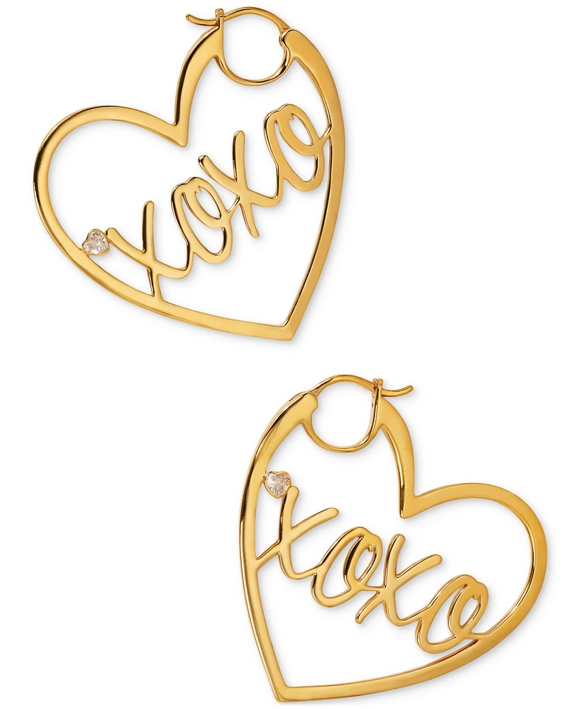 Ajoa by Nadri 18k Gold-Plated Xoxo Heart Hoop Earrings