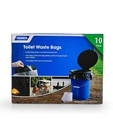 Camco 41548 10 Pack of Leak Proof Double Lined Camping Toilet Waste Bags, Black