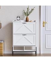 gaomon Shoe Cabinet with 2 Flip-Up Drawers, Hidden Shoe Storage Cabinet with Open Storage for Entryway, Hallway, Bedroom, Shoe Organizer Cabinet with