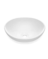 gaomon 16"x13" Sink White Ceramic Lavatory Vanity Bathroom Vessel Sink Ellipse