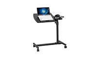 Slickblue Four-Wheel Multifunctional Black Computer Desk with Flat Surface and Lifting Mechanism for Versatile Use