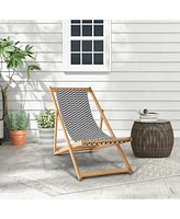 Vebreda Folding Bamboo Sling Chair with Adjustable Backrest and Canvas