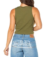 Von Dutch Women's Cropped Sleeveless Ribbed Logo Tank