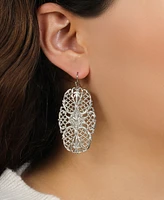 2028 Large Filigree Decorative Fishhook Earrings