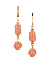 2028 Gold-Tone Glass Double Drop Earrings