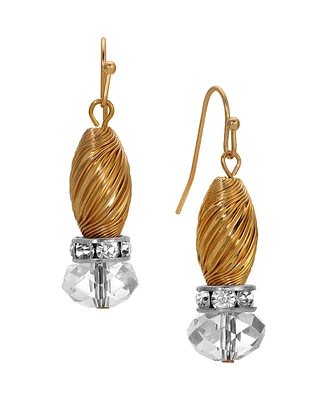 2028 Crystal Accent Twisted Bead Drop Earrings