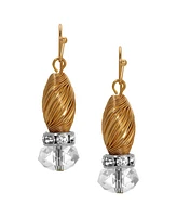 2028 Crystal Accent Twisted Bead Drop Earrings