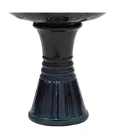 Sunnydaze Decor Double Tier Ceramic Outdoor 2-Tier Water Fountain with Lights