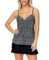 Island Escape Womens Scorpio Underwire Tankini Top Ruffled Swim Skirt Exclusively At Macys