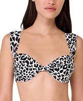 Kate Spade New York Women's Animal-Print Shirred Bikini Top