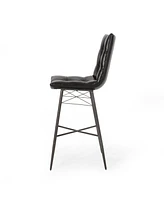 Streamdale Furniture Modern Eiffel-Inspired Bar Stools: Button-Tufted Leather, Iron Base