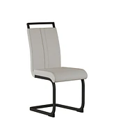 Modern Dining Chairs, Pu Faux Leather High Back Upholstered Side Chair with C-shaped Tube. Black Metal Legs for Dining Room Kitchen Vanity Patio Club