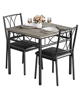 gaomon Dining Table Set for 2, Kitchen Table and Chairs, Square Dining Room Table Set , 3 Piece Dining Table Set , Rustic Grey