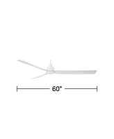 Casa Vieja 60" Sailplane Modern Industrial Indoor Outdoor Ceiling Fan 3 Blade Remote Control Matte White Finish Blades Bedroom Patio Living Room Kitch