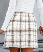 Cupshe Women's Neutral Plaid Mini Skirt